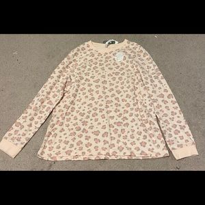 light pink with cheetah print pattern pajama set (top and pants)